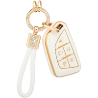 Meilleures ventes transfrontalières : Étui de clé de voiture à bordure dorée, pendentif anneau carré en diamant, porte-clés en corde, best-seller Amazon