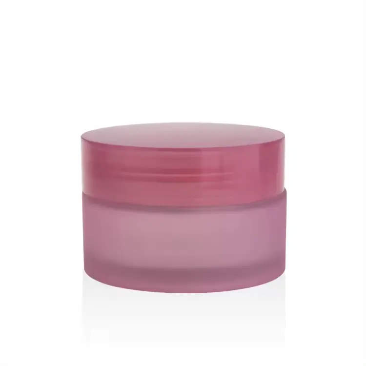 Pot de crème en verre personnalisé de grand volume de 250g Pot en verre bleu rose clair/profond de couleur personnalisée avec couvercle en plastique