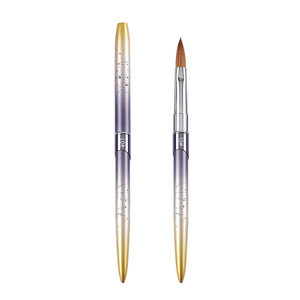 Pinceau pointu portable en poils de vison avec manche en métal doré pour la sculpture de poudre et le nail art, idéal pour les salons - Product Image 6