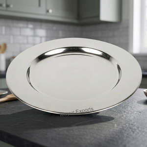 Assiette de Présentation Ronde Classique Élégante en Acier Inoxydable Écologique Durable Réutilisable pour Fêtes Mariages Banquets Vente en Gros - Product Image 3
