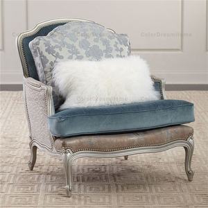 Phong Cách Cổ Điển Biệt Thự Ghế Sofa Đơn Chạm Khắc Phòng Khách Bằng Gỗ Ghế Cánh Tay - Product Image 4