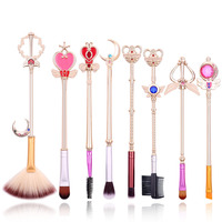 Set de 8 Brochas de Maquillaje Profesionales de Sailor Moon, para Difuminar Polvos, Marca Privada, Logotipo Personalizado, OEM, ODM, Venta al Por Mayor