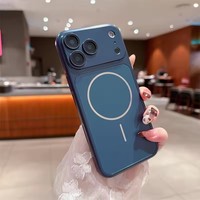 Casing Ponsel Magnetik Kaca Buram AG Warna Asli untuk iPhone 17 Air 16 15 Pro Max 14 13, Mendukung Pengisian Daya Nirkabel, Pelindung Lensa