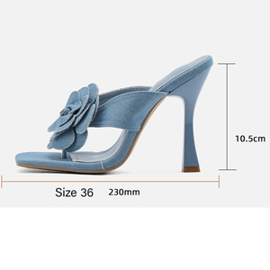 Nouvelles sandales à talons hauts élégantes en jean à fleurs, style européen et américain, polyvalentes et tendance, collection 2026, vente chaude - Product Image 6