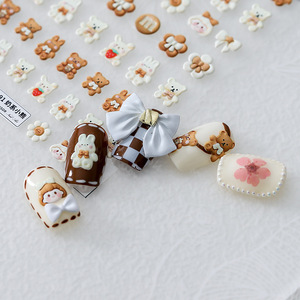 Pegatinas de Uñas 5D con Diseño de Animales, Osos, Conejos, Lazos y Niñas, Decoración de Uñas, Adhesivo para Uñas, <span class=keywords><strong>Manicura</strong></span> - Product Image 3