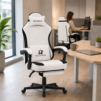 Chaise de bureau ergonomique en tissu avec massage, pivotante à 360 degrés, hauteur réglable, soutien lombaire pour le travail, les jeux et la détente