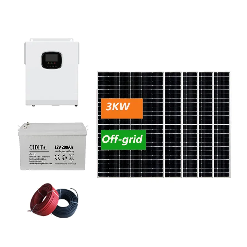 Wholesale Solar System Kit 3KW Gel Battery Backup 4.8KWh Off Grid Solar System