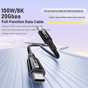 Cable de Datos Tipo-C a Tipo-C con Funciones Completas, Carga Rápida de 100W, Transferencia de Datos de <span class=keywords><strong>20GB</strong></span>, Conversión HD 8K, 25cm, 50cm, 100cm, 200cm - Product Image 2
