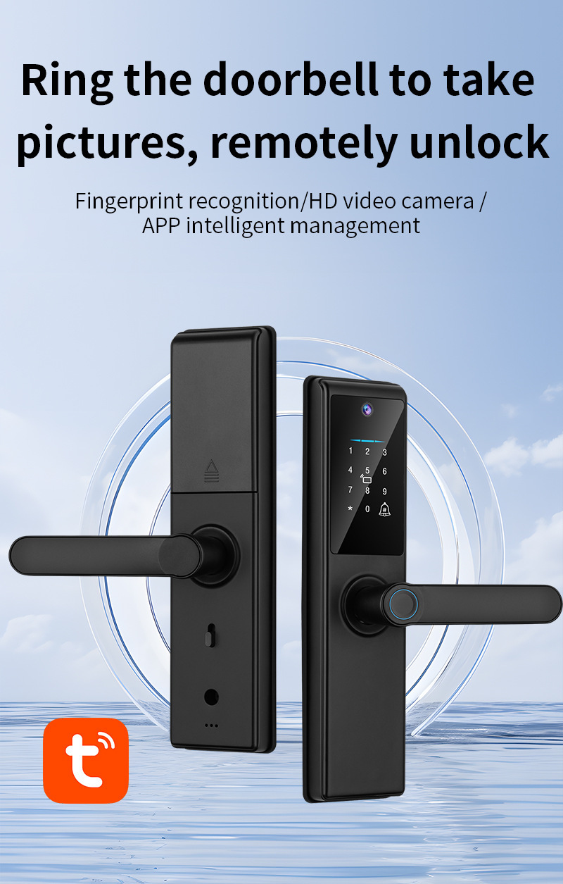 Intelligent Polished Steel Door Lock with Fingerprint Camera Wi-Fi Tuya Mobile Control Password & Card/Key Unlock · image 6
