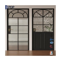 Puerta abatible francesa con certificado PDP, parrilla Retro de doble vidrio insonorizada para entrada de baño en Villa al aire libre, aleación de aluminio hecha