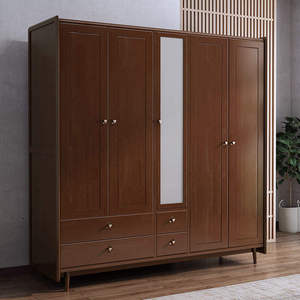 <span class=keywords><strong>Armoire</strong></span> autoportante BKS BO-751 en bois massif à 5 portes, 2 mètres <span class=keywords><strong>de</strong></span> <span class=keywords><strong>large</strong></span>, avec portes Shaker modernes écologiques et éclairage à induction durable pour vêtements - Product Image 2