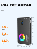 Mini lampe de poche M1SE 10W RGB, couleur pleine, réglable 2500K-9000K, batterie intégrée, anneau lumineux LED pour la photographie de selfie