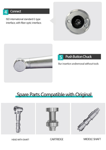 CP-Z12L 電動歯科用タービンコントラアングルハンドピース 10:1減速 4000 RPM プッシュボタン 光ファイバーライト クワトロスプレー メタル - Product Image 6