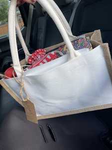 Sacs d'épicerie réutilisables en toile de jute grand format 37*27*17cm, résistants à l'eau, avec poignées en corde, pour cadeaux de demoiselle d'honneur, shopping et DIY (vente en gros) - Product Image 2