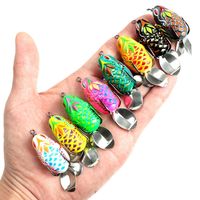 Leurre de grenouille flottant 5,7 g 3,5 cm 8 couleurs avec doubles spinners et hameçons barbelés, leurre souple pour la pêche au poisson-serpent