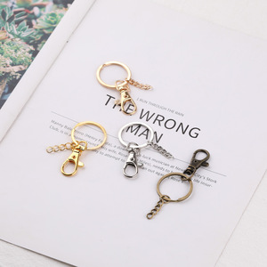 <b>Metal</b> Keychain Hook with Flat Chain Gold White Bronze Plated Colorful DIY Bag & Car Accessory Spring 2024 - Product Image 1