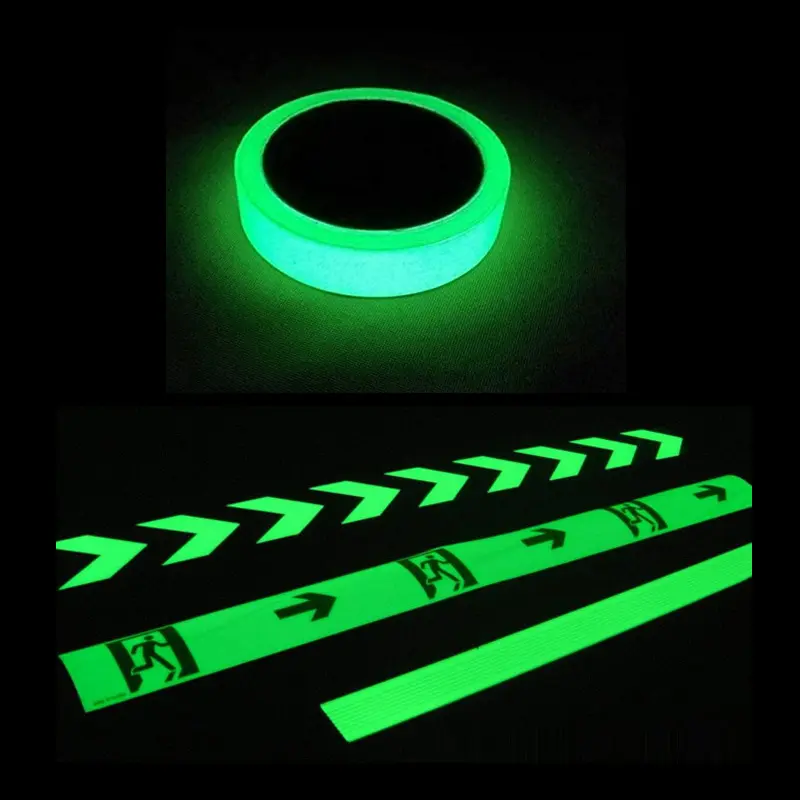 Custom Hoge Helderheid Zelfklevende Glow In The Dark Lichtgevende Vinyl Film Sticker Tape Voor Trap Stappen Floor Veiligheid mark Borden