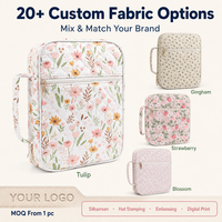 Sac de rangement matelassé pour livres, housse anti-poussière pour Bible avec fermeture éclair, organisateur floral en mélange de coton pour livres de prière, intérieur à 3 zones