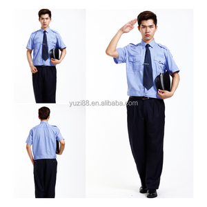 Profesyonel işlemeli özel logo düğme up erkek gömlek kısa kollu iş üniforma beyaz güvenlik görevlisi kıyafet ile pantolon - Product Image 6