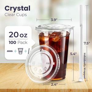 Custom Printed Logo Eco-friendly Food Grade 12oz 16oz 22oz 32oz PET Transparent Disposable Cold <b>Drink</b> Go <b>Plastic</b> <b>Cups</b> Flat Lids - Product Image 2