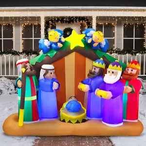 Individuelle weihnachtliche aufblasbare christstätte mit engeln außenhof-rasen weihnachtliche aufblasbare dekoration