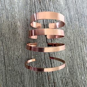 <b>Copper</b> Cuff <b>Bracelets</b> With Feather Tree Stump Cupcake Heart Engravings Unisex Vintage Style Jewelry Gift - Product Image 1