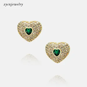 Charm ruby zircon small heart gift of love Stud earrings