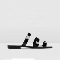 Sandales plates pour femmes en cuir gaufré croco à bout carré, sandales tendance pour l'été