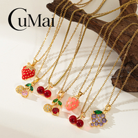 CUMAI 18K verguld roestvrijstalen fruit hanger ketting kersen aardbei druif ketting voor dames groothandel bulk