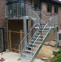 Escalier droit en acier galvanisé sur mesure, haute résistance, anti-rouille, antidérapant, pour intérieur/extérieur, entrepôt, appartement, échelle métallique