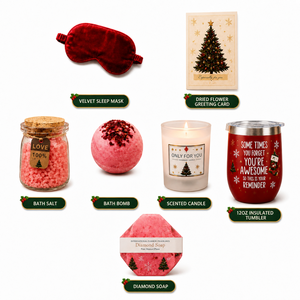 GatherWorks Groothandel Kerst Badcadeauset, Feestelijke Cadeaubox met Geurkaars en Badzout - Product Image 2