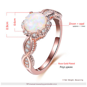 Bague de fiançailles en pierres précieuses d'opales rondes naturelles pour femmes, bijoux de haute qualité, offre spéciale - Product Image 3