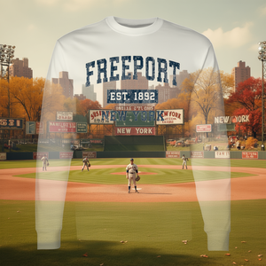 T-shirt a maniche lunghe Freeport New York con stampa blu navy in stile sportivo vintage - Product Image 3