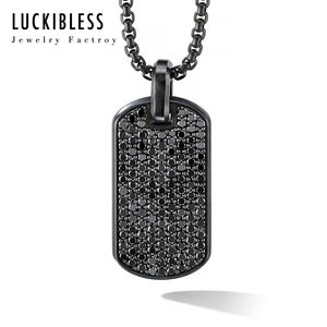 Thép Không Gỉ Black <span class=keywords><strong>Dog</strong></span> <span class=keywords><strong>Tag</strong></span> <span class=keywords><strong>CNC</strong></span> Zircon Kim Cương Mặt Dây Chuyền Vòng Cổ Trang Sức Nam - Product Image 6