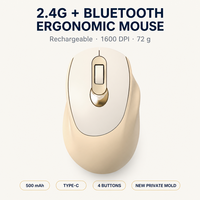 Souris sans fil 2.4G ergonomique rechargeable 1600 DPI 4 boutons type C pour ordinateur portable de bureau