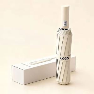 ร่มพับอัตโนมัติ 12K ลายโลโก้แบบกำหนดเอง ดีไซน์โครงคู่ สำหรับธุรกิจและการป้องกันฝน - Product Image 1