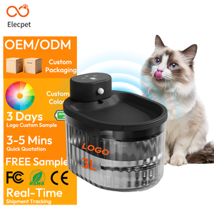 Fontaine à eau sans fil pour animaux Elecpet 3L avec 120 °   Fontaine à eau pour animaux de compagnie avec réservoir transparent, batterie 3600 mAh et radar de détection OEM - Product Image 1