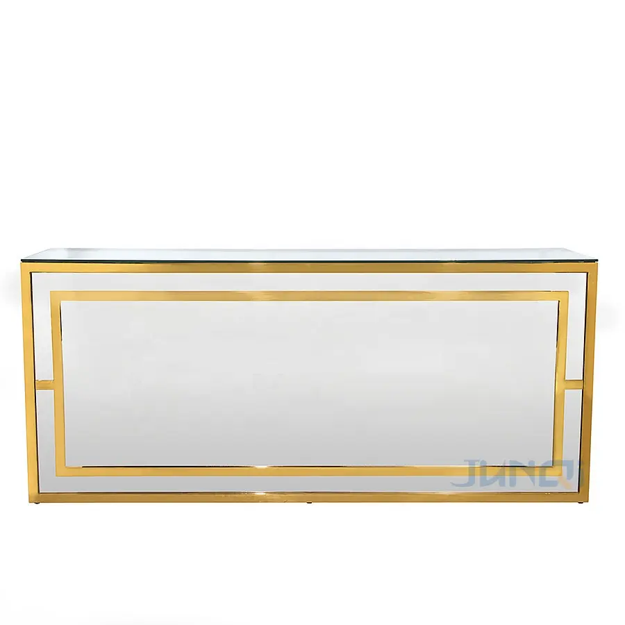 Customized nightclub furniture modern luxury Hotel Bar Counte gold stainless steel frame mirrored bar counter