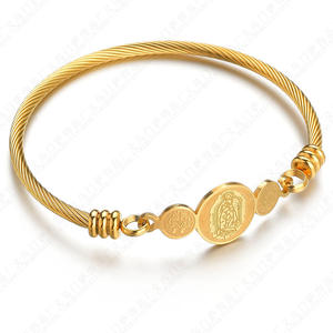 Cadeau d'anniversaire de noël AKISS mode hommes femmes 18K or câble <span class=keywords><strong>fil</strong></span> religieux en acier inoxydable Fine <span class=keywords><strong>Bracelet</strong></span> <span class=keywords><strong>Bracelet</strong></span> - Product Image 5