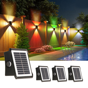 <span class=keywords><strong>Lampe</strong></span> murale <span class=keywords><strong>solaire</strong></span> LED d'extérieur étanche IP65, lumière blanche chaude, pour jardin et cour, avec corps carré en PC et fonction d'éclairage vers le haut et vers le bas - Product Image 6