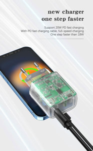 อะแดปเตอร์ชาร์จเร็วแบบยุโรปโปร่งใส20W อะแดปเตอร์แปลงไฟสำหรับมือถือ <span class=keywords><strong>iPhone</strong></span> ใบรับรอง ETL FCC ROHS - Product Image 4
