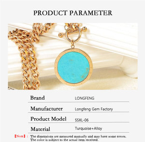 Colgante de placa redonda de turquesa de oro de 14 quilates, collar de dijes, estilo clásico geométrico para regalo suministrado por buen proveedor - Product Image 3