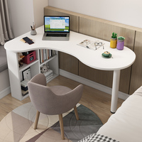Bureau d'angle moderne pour la maison, design simple, bureau d'ordinateur en bois massif, combinaison bibliothèque
