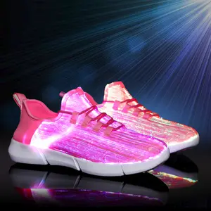 2023时尚新款USB充电器跑步充电运动鞋点亮发光二极管光纤鞋户外点亮闪烁休闲鞋