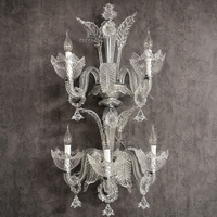Applique murale en verre cristal à 5 lumières, douille E14, 110V 220V, lampe murale en métal et verre pour villa et chambre à coucher