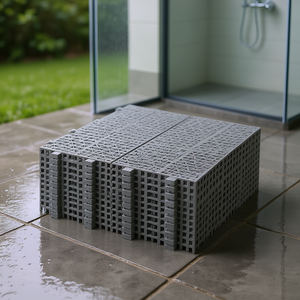 Baldosas entrelazadas para terraza de 12 x 12 pulgadas, grises, de plástico, impermeables, antideslizantes, cuadradas, para baño, ducha y uso en exteriores. - Product Image 2