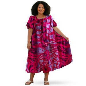 Vestido de verano más vendido Polinesia Micronesian Mumu Venta al por mayor Venta directa Polynesian <span class=keywords><strong>Elei</strong></span> Tribal Design Plus Size Dress - Product Image 1