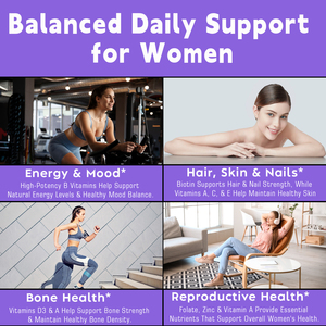 Multivitamínico de Alta Calidad para Mujeres en Cápsulas, 20 Vitaminas y Minerales, Apoya la Energía y Vitalidad, Cabello, Piel y Uñas - Product Image 5