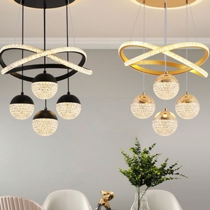 Lampadario LED Moderno Minimalista BTLY, Altezza Regolabile, in Alluminio e Cristallo, Nero/Oro, Garanzia di 2 Anni, Facile Installazione - Product Image 5