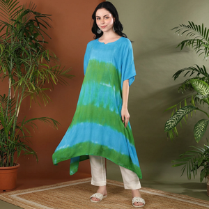 High Quality Designer Rayon <b>Kaftan</b> Tie Dyed <b>Summer</b> Daily Wear Regular Fit Sweetheart neck at Best Price by Supplier - Product Image 1